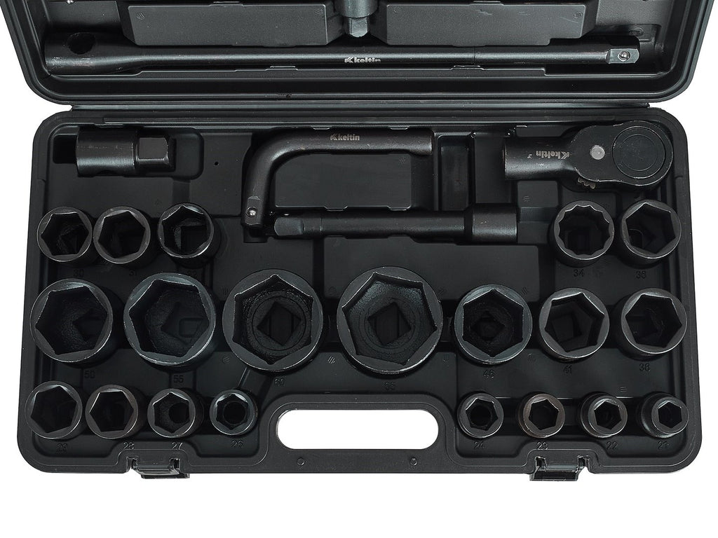 6-point impact socket set 3/4" & 1" drive 17–65 mm 26 pcs