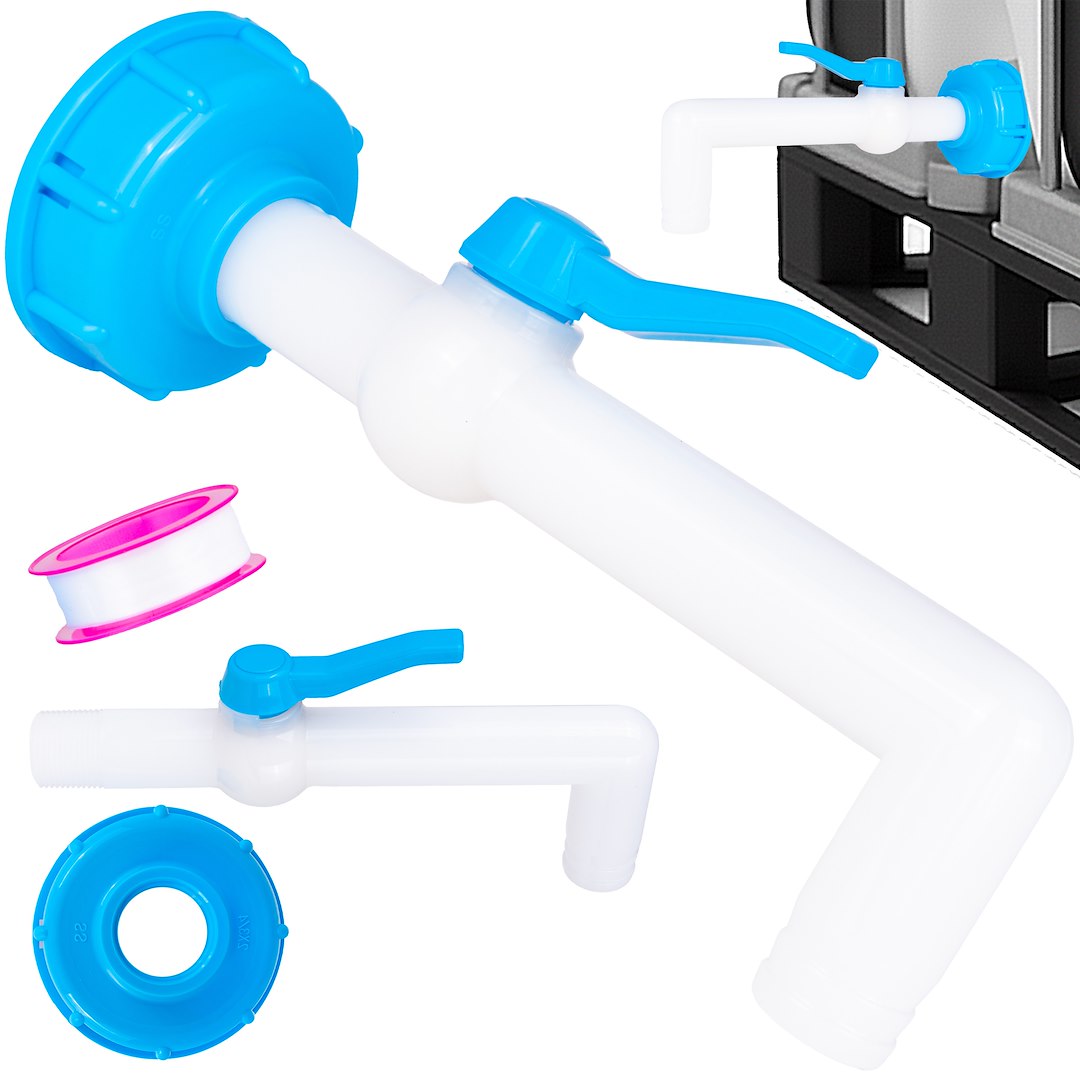 IBC set - S60x6 adapter + 25 mm hose tap 90°