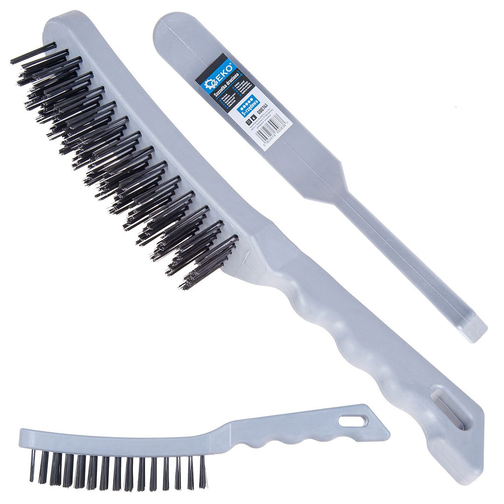 Wire brush with plastic handle, 5-row wire layout