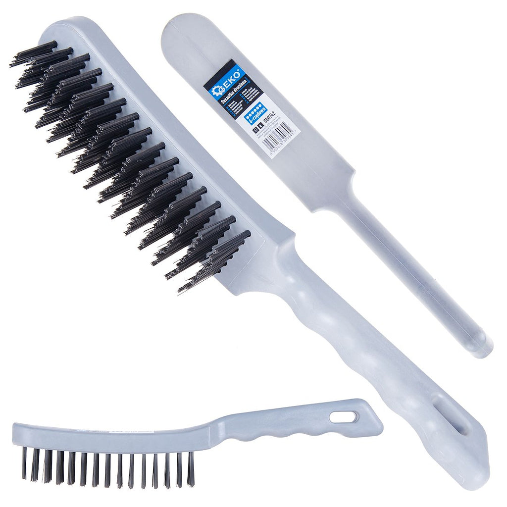 Wire brush with plastic handle, 6 rows of wires