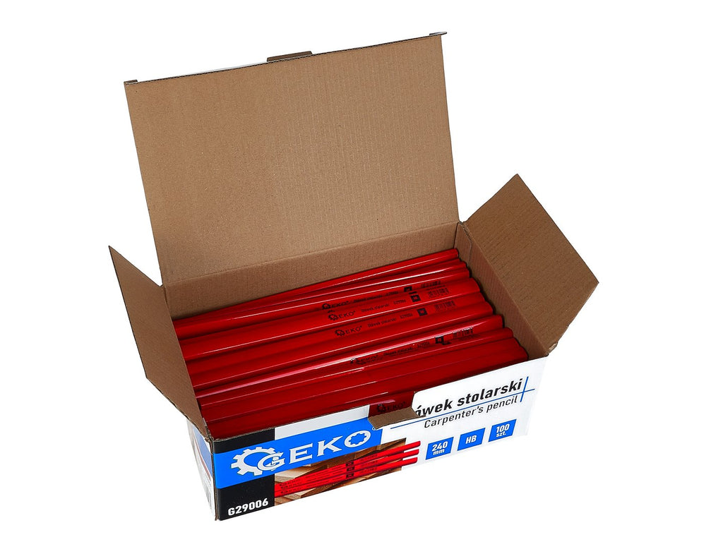 Carpenter's pencil, 240 mm, HB, 100 pcs – display box