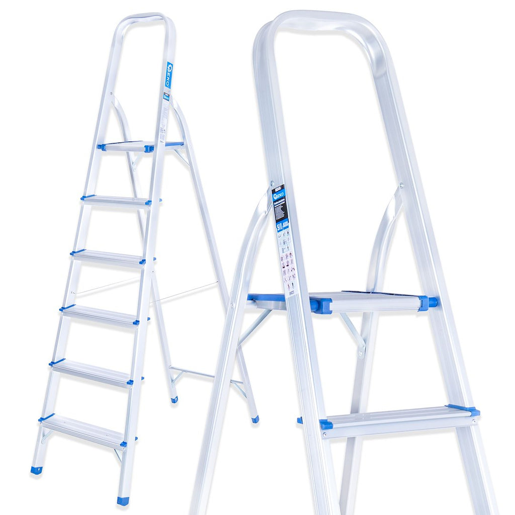 Aluminum 6-step household ladder 150 kg
