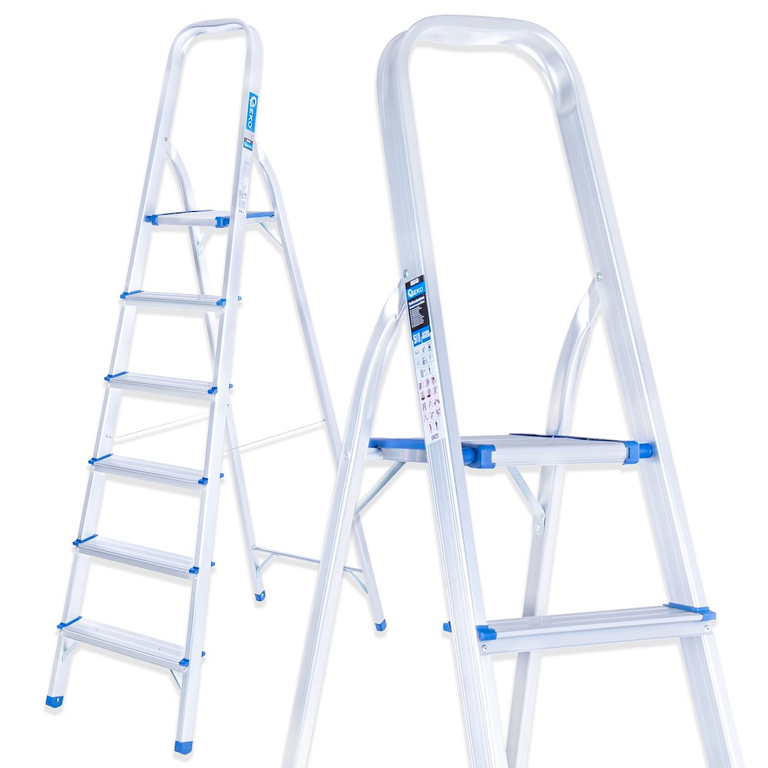 Aluminum 6-step household ladder 150 kg