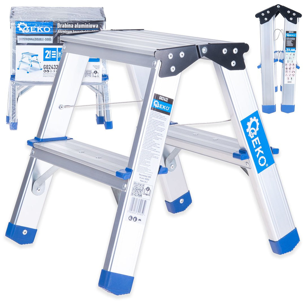 Aluminum 2-step double-sided ladder, 150 kg