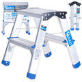 Aluminum 2-step double-sided ladder, 150 kg