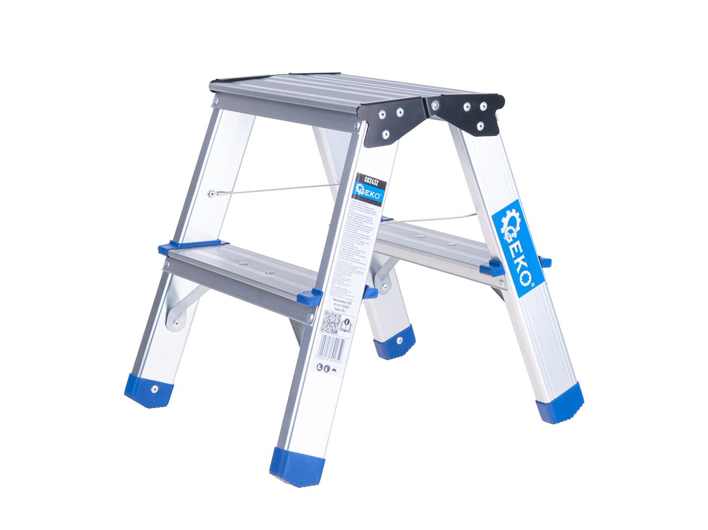 Aluminum 2-step double-sided ladder, 150 kg