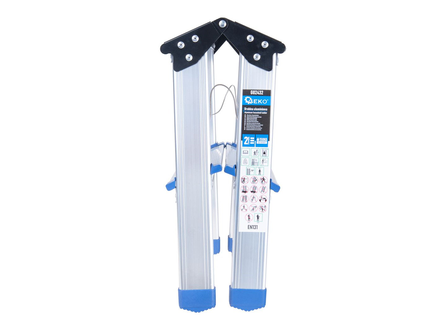 Aluminum 2-step double-sided ladder, 150 kg