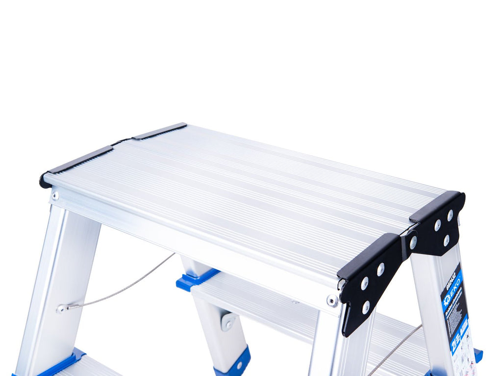 Aluminum 2-step double-sided ladder, 150 kg