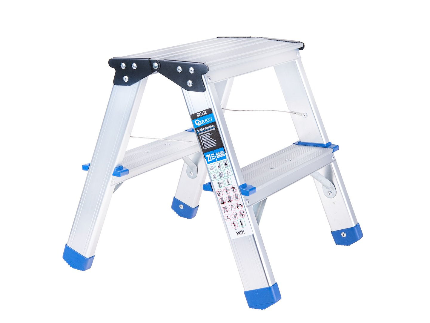 Aluminum 2-step double-sided ladder, 150 kg