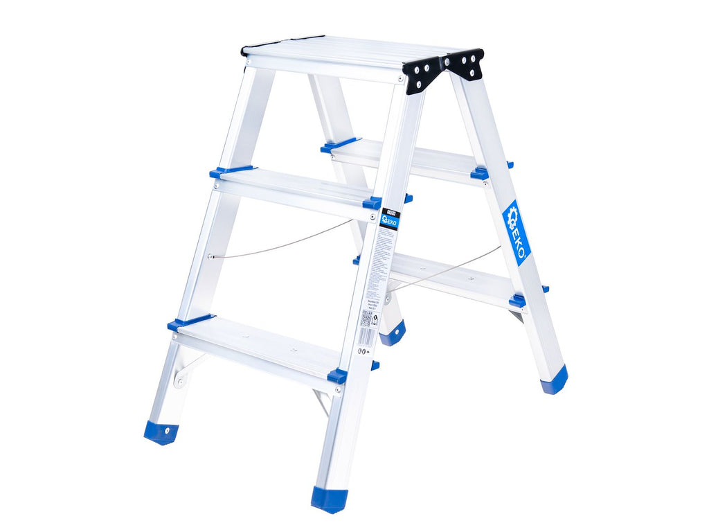 Aluminum 3-step double-sided ladder, 150 kg
