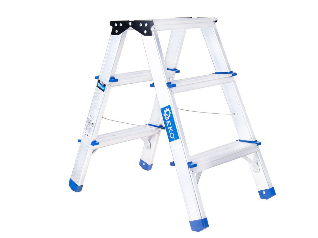 Aluminum 3-step double-sided ladder, 150 kg