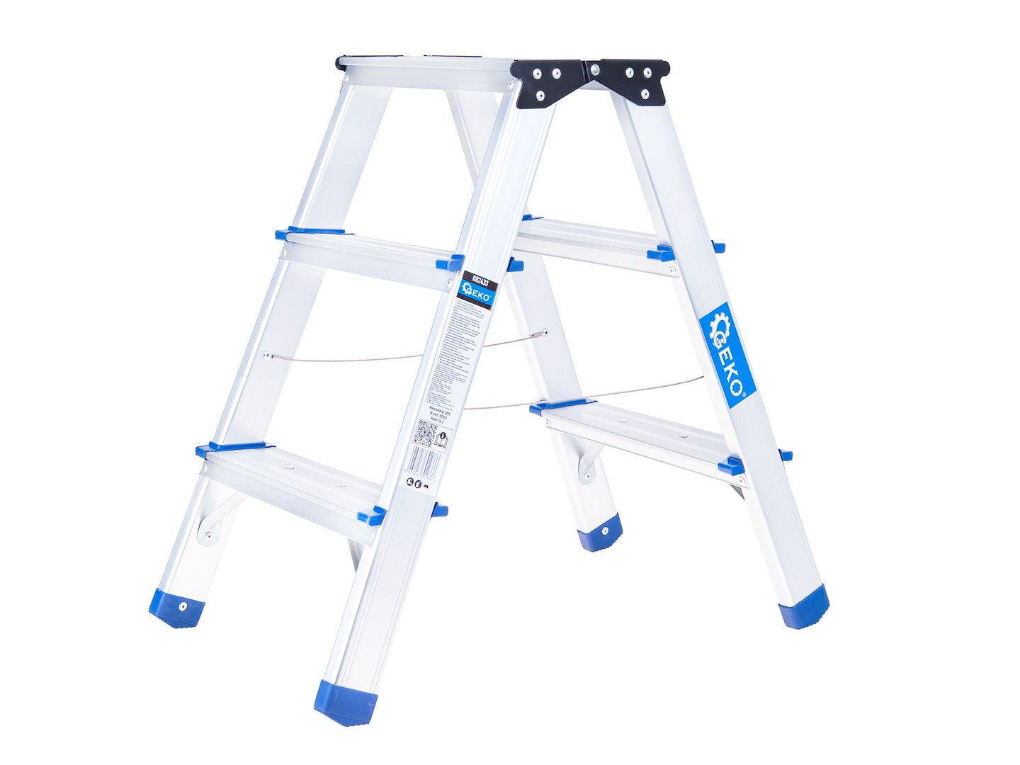 Aluminum 3-step double-sided ladder, 150 kg