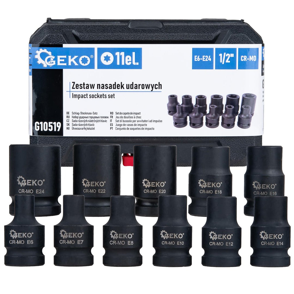 11-piece 1/2" E6–E24 Torx impact socket set