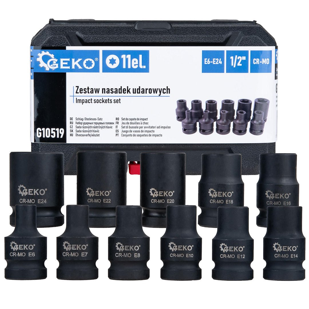 11-piece 1/2" E6–E24 Torx impact socket set