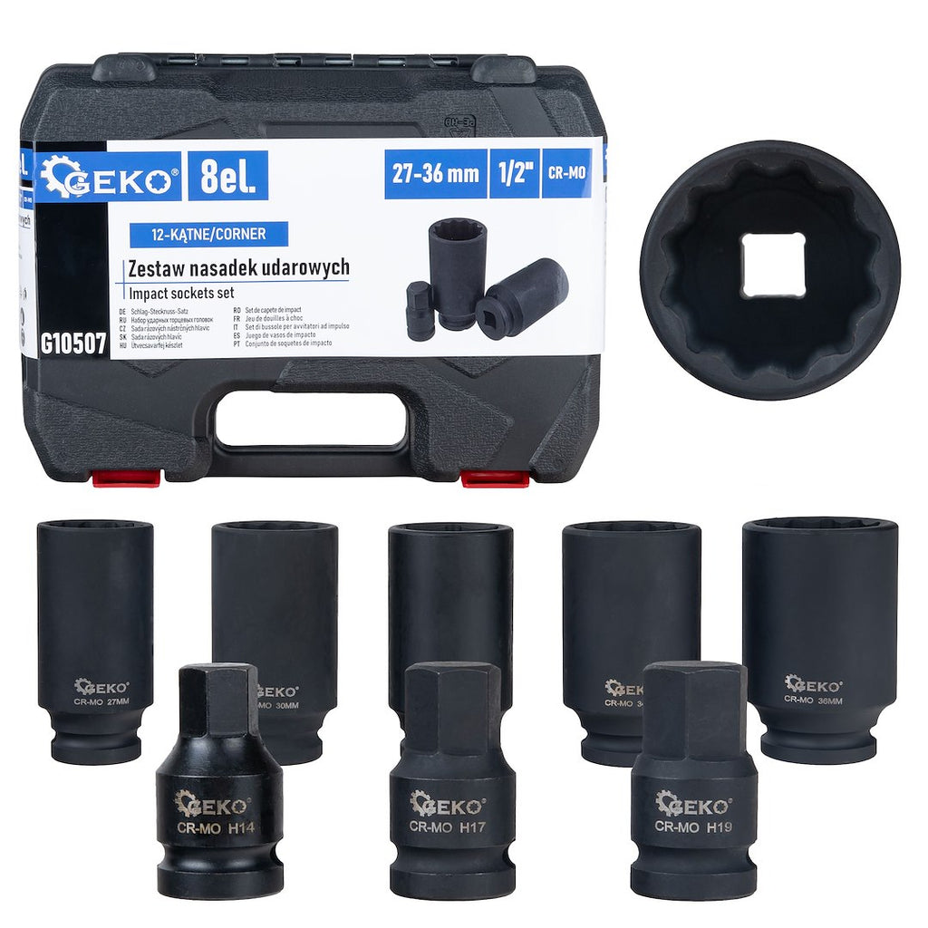 8 pcs 1/2" 12-pt impact socket set