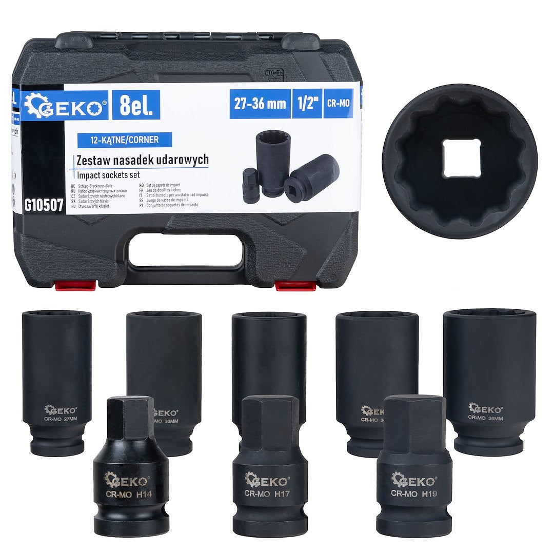 8 pcs 1/2" 12-pt impact socket set
