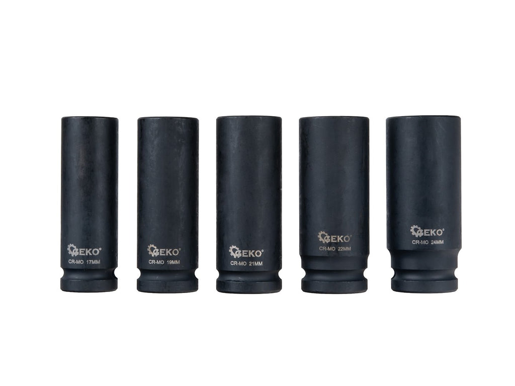 Set of long impact sockets, 1/2" drive, 10-24 mm (11 pcs)