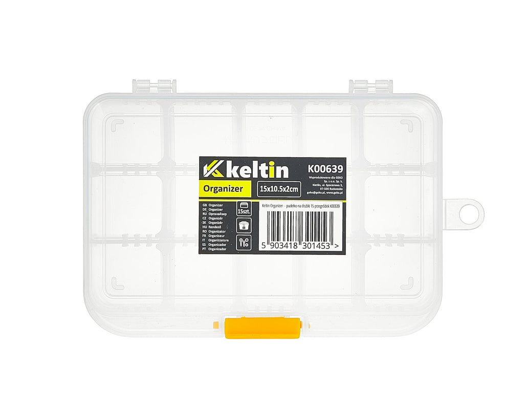 Plastic storage box for screws — 15 compartments