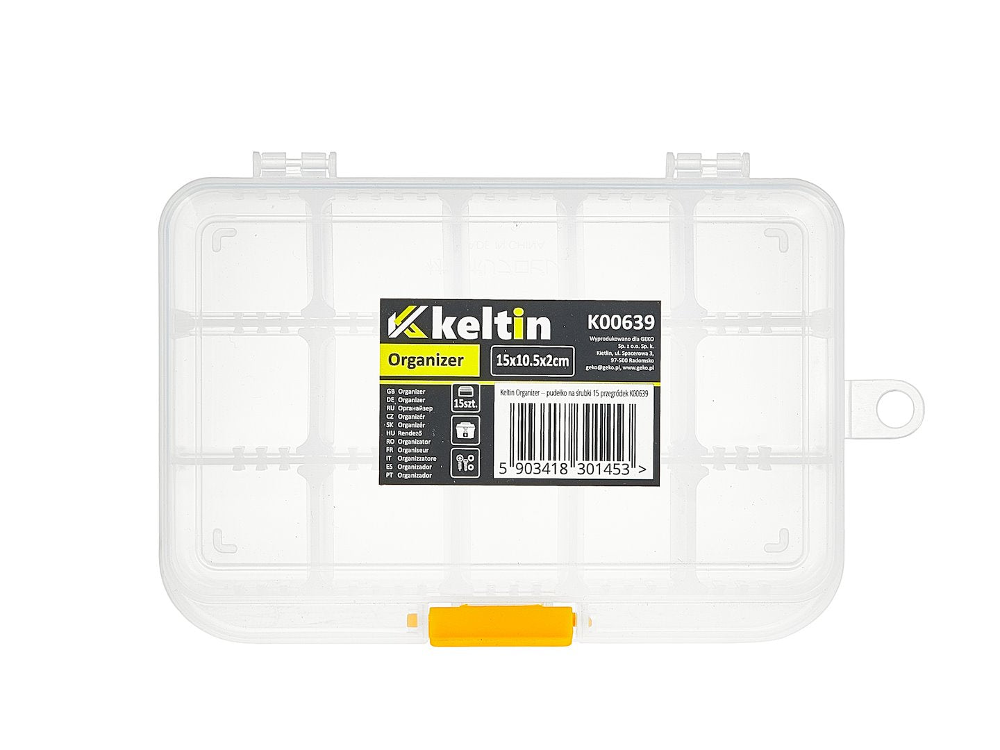 Plastic storage box for screws — 15 compartments