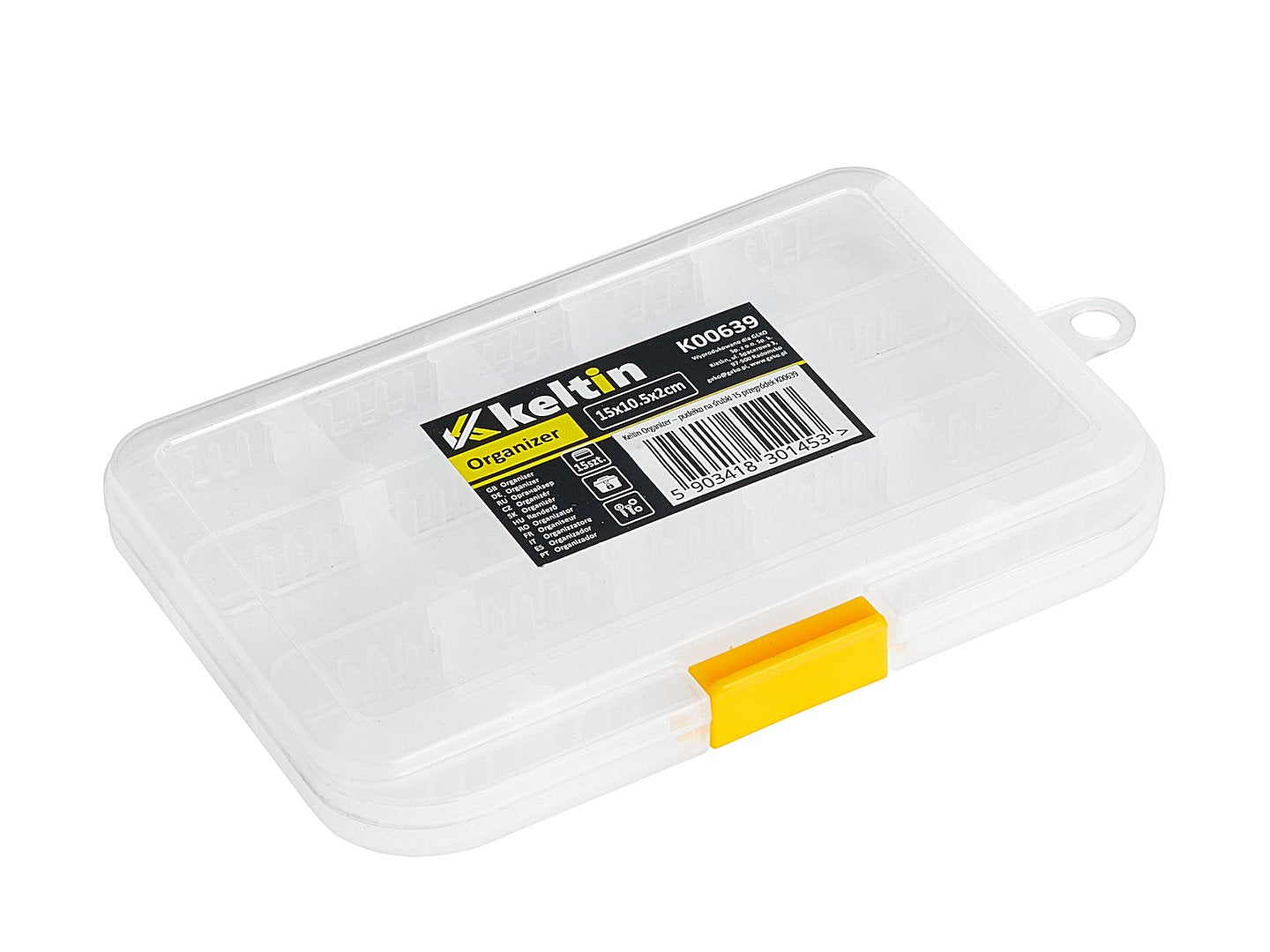 Plastic storage box for screws — 15 compartments