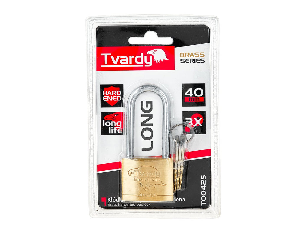 Brass hardened long-shackle padlock 40 mm BRASS-SERIES