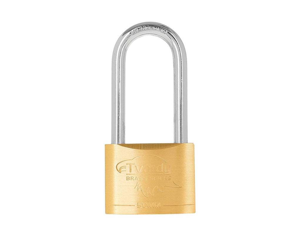 Brass hardened long-shackle padlock 50 mm BRASS-SERIES