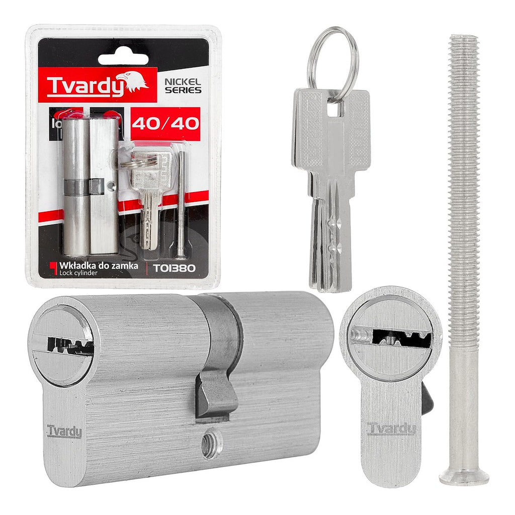 Lock cylinder insert 40/40 (brushed nickel color)