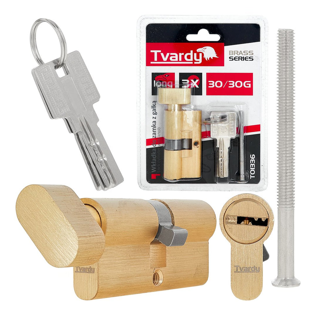 Lock cylinder insert with knob 30/30k (brass color)