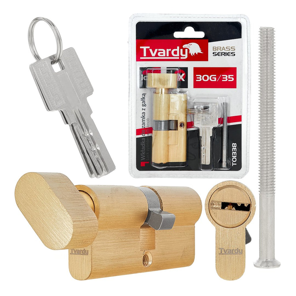 Lock cylinder insert with knob 30k/35 (brass color)