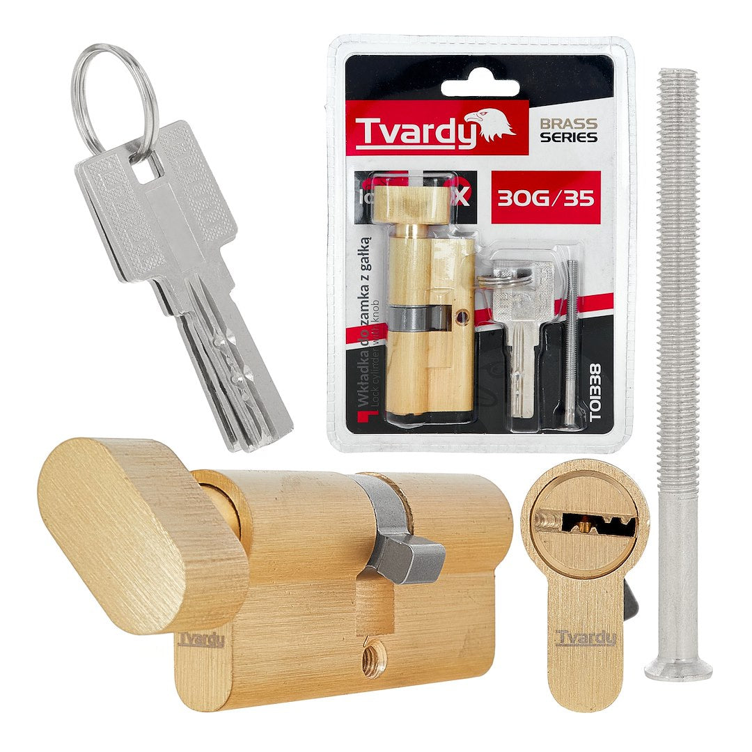 Lock cylinder insert with knob 30k/35 (brass color)