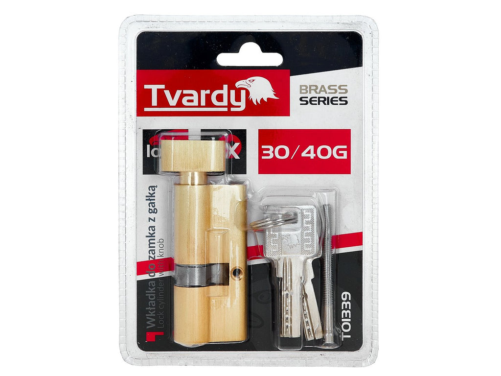 Lock Cylinder Insert with Knob 30/40k (Brass Color)