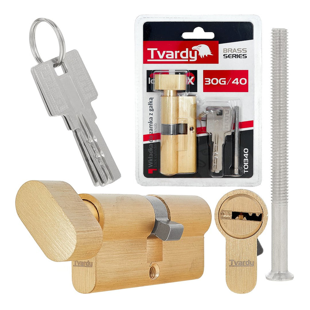 Lock Cylinder Insert with Knob 30k/40 (brass color)