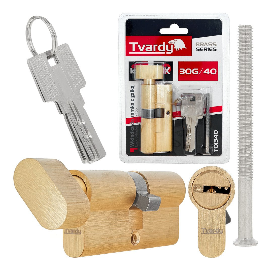Lock Cylinder Insert with Knob 30k/40 (brass color)