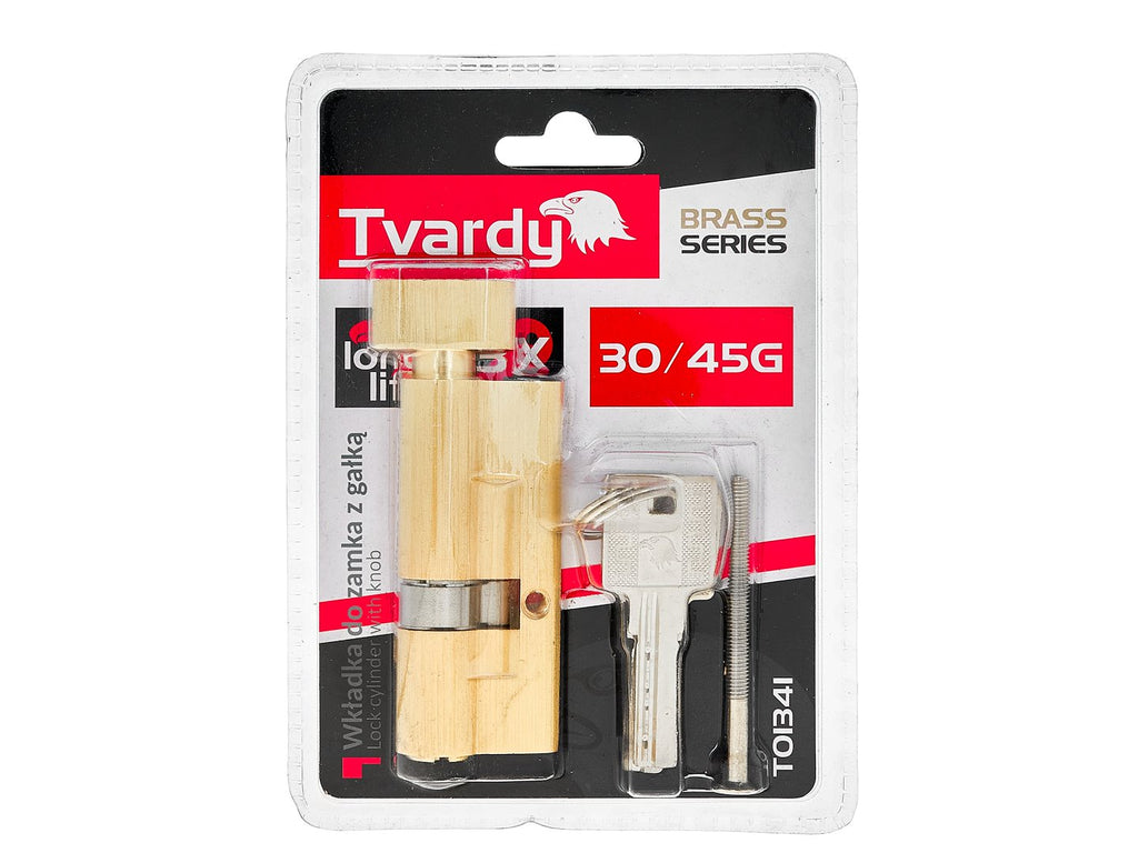Lock cylinder insert with knob 30/45k (brass color)