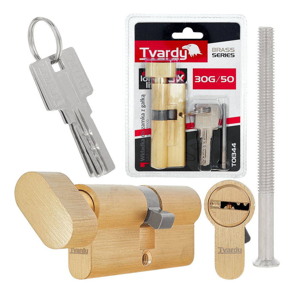 Lock Cylinder Insert with Knob 30k/50 (Brass Color)