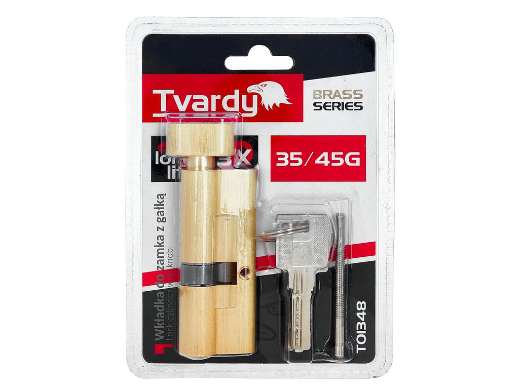Lock cylinder insert with knob 35/45k (brass color)