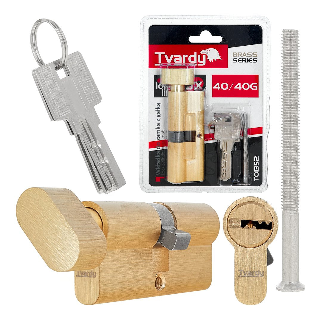 Lock Cylinder Insert with Knob 40/40k (brass color)