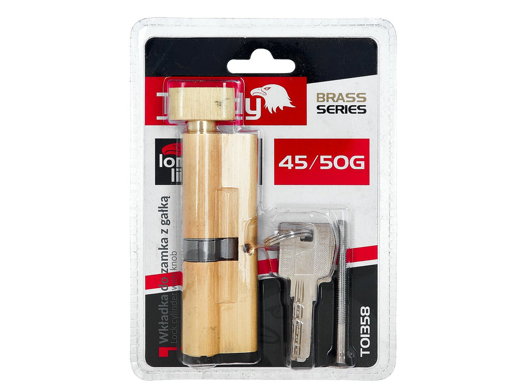 Lock cylinder insert with knob 45/50k (brass color)