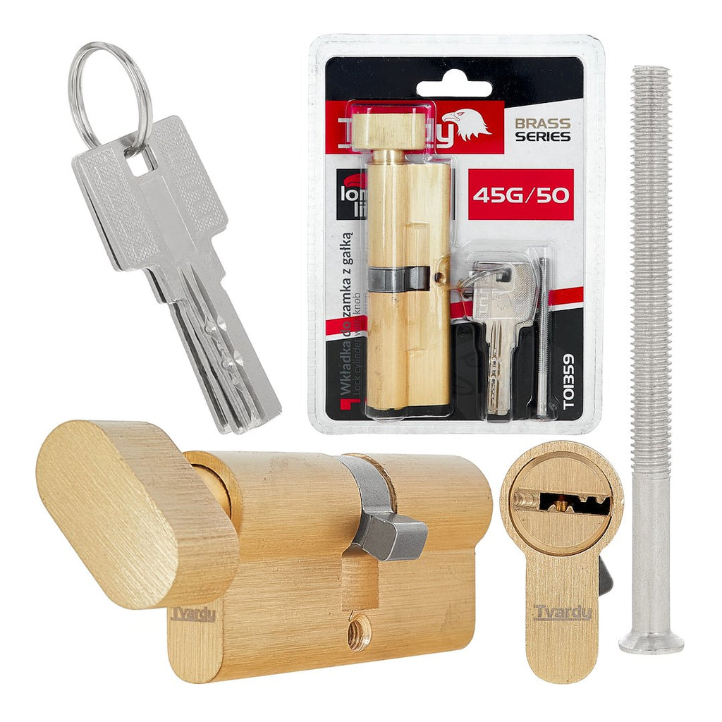 Lock Cylinder Insert with Knob 45k/50 (Brass Color)