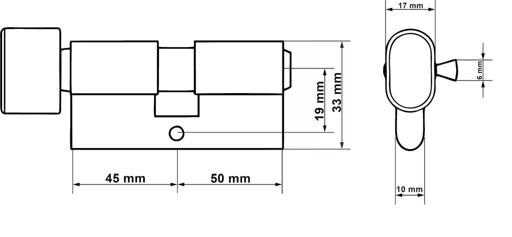 Lock Cylinder Insert with Knob 45k/50 (Brass Color)