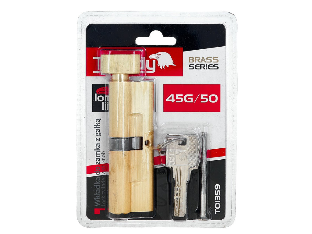 Lock Cylinder Insert with Knob 45k/50 (Brass Color)