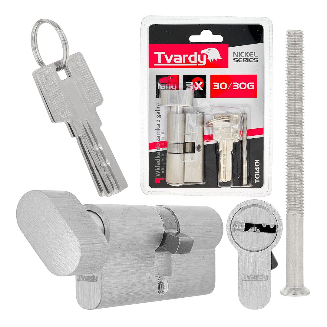 Lock cylinder insert with knob, 30/30k (nickel color)