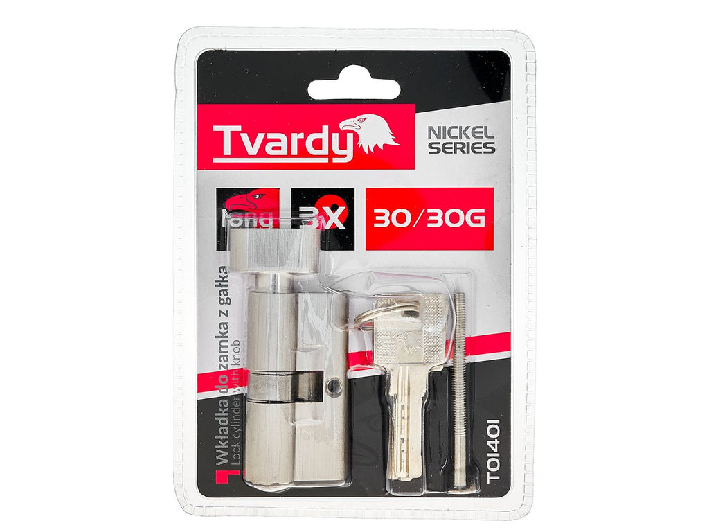 Lock cylinder insert with knob, 30/30k (nickel color)