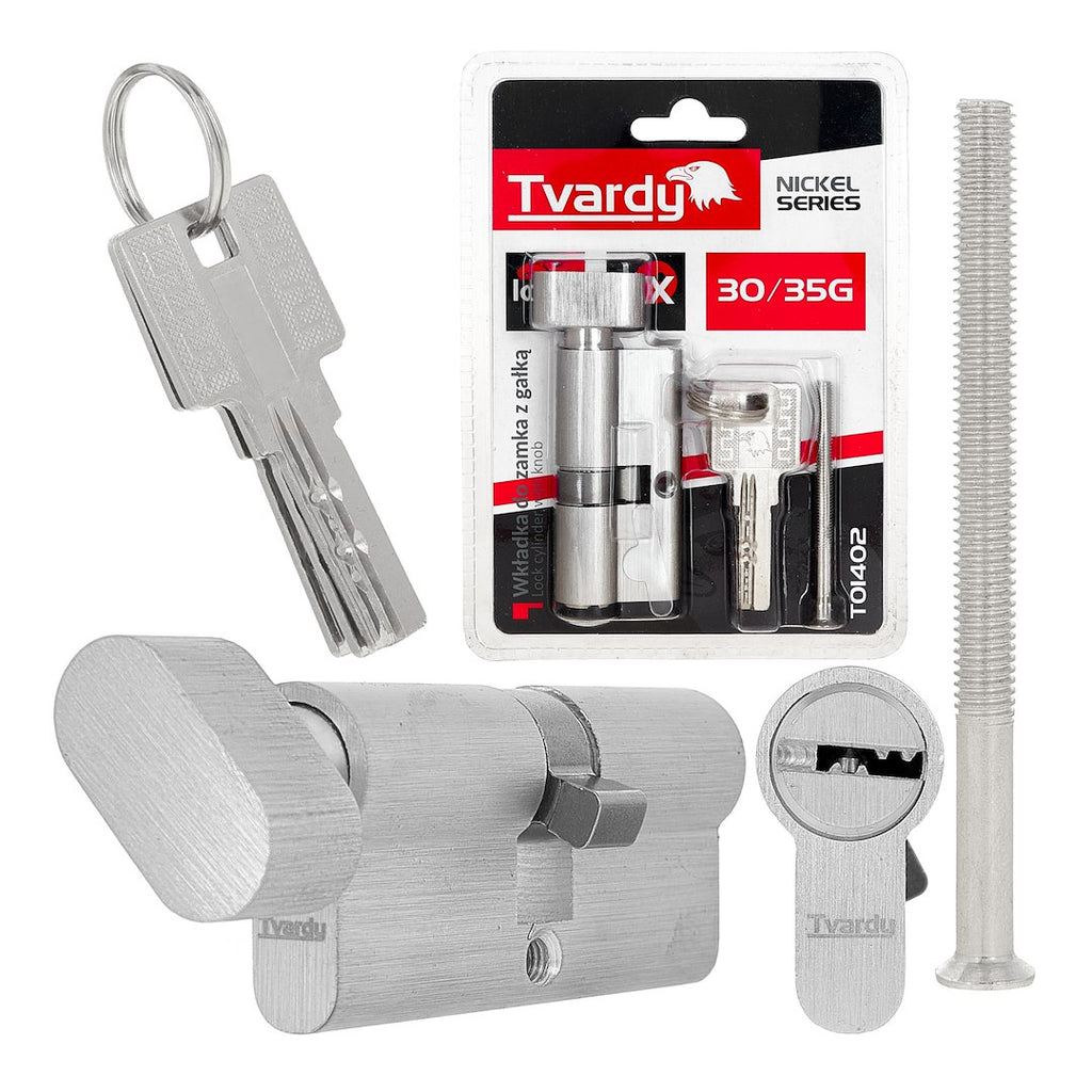 Lock Cylinder Insert with Knob 30/35k (Nickel Color)