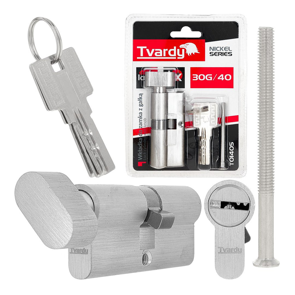 Lock Cylinder Insert with Knob 30k/40 (Nickel Color)