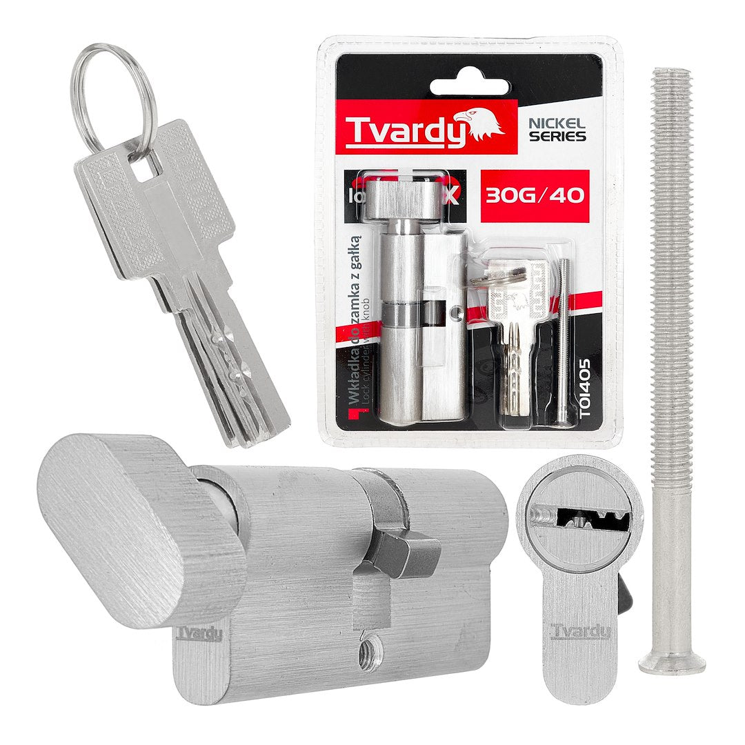 Lock Cylinder Insert with Knob 30k/40 (Nickel Color)