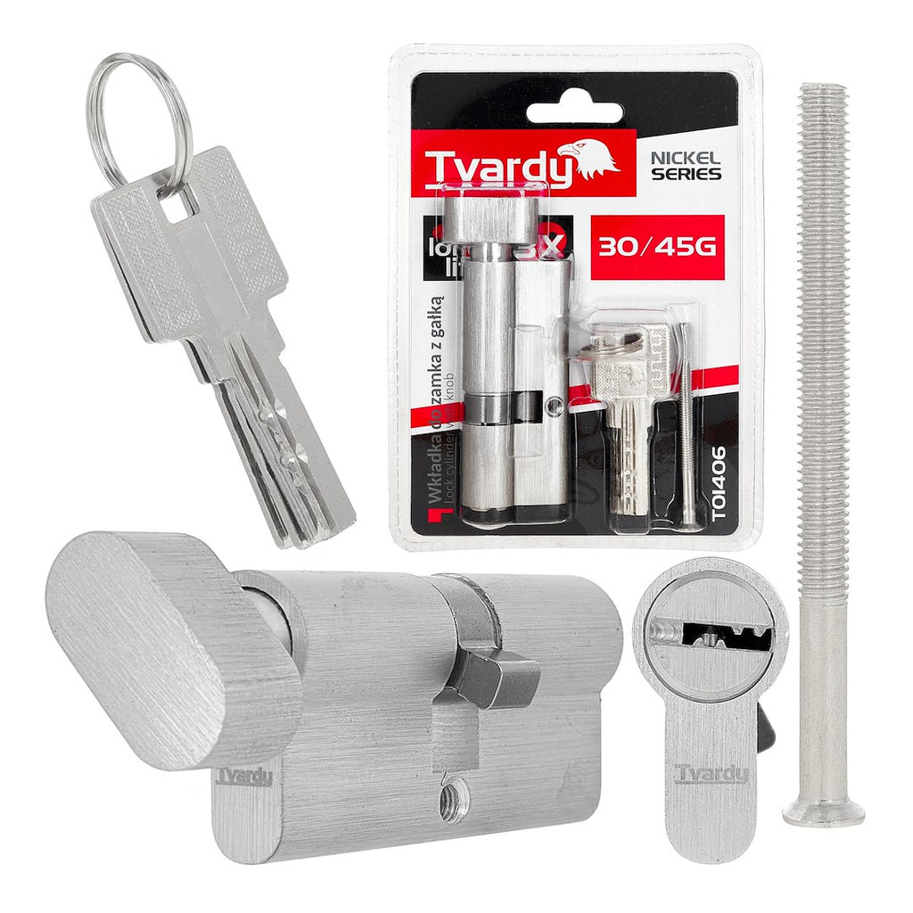 Lock Cylinder Insert with Knob 30k/40 (Nickel Color)