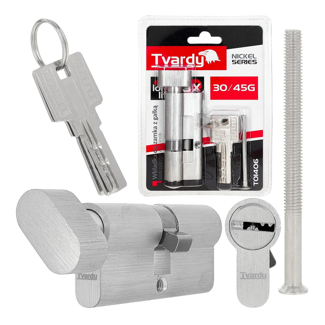 Lock Cylinder Insert with Knob 30k/40 (Nickel Color)