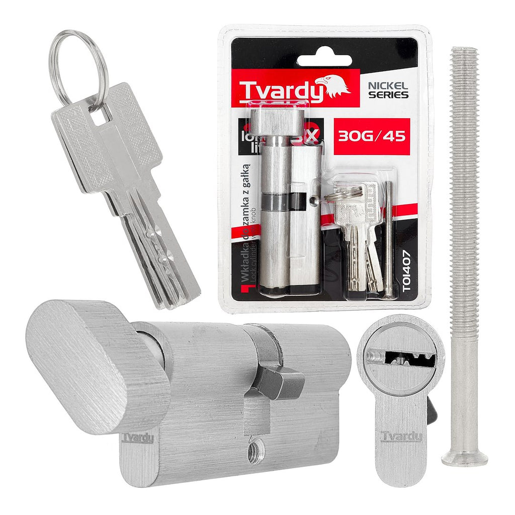 Lock cylinder insert with knob 30k/45 (nickel color)
