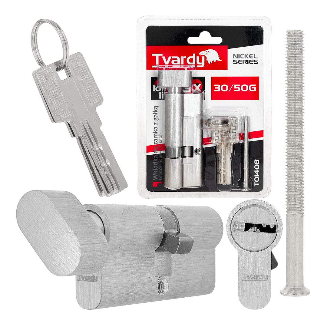 Lock cylinder insert with knob 30/50k (nickel color)